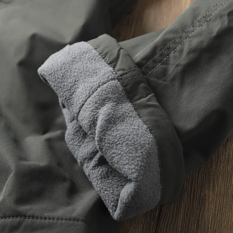 Outdoor Workwear Pants Men's Loose Fleece Lined Thick Soft Hiking Pants Windproof Waterproof Polyester Fiber Straight Leg