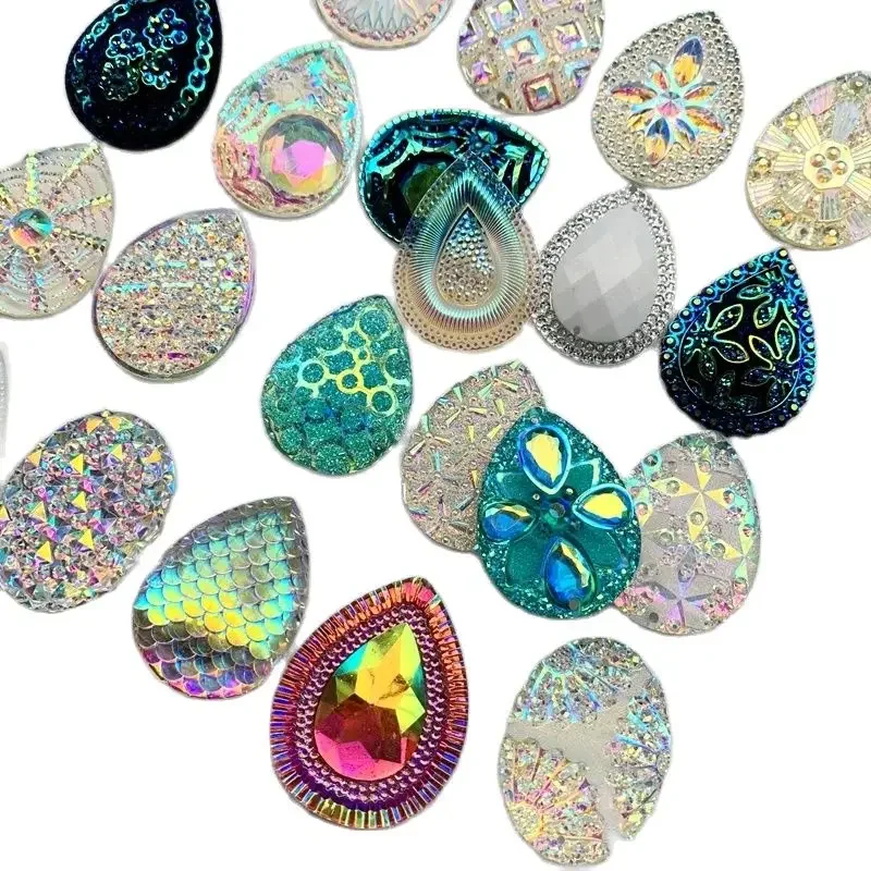 30*40mm/44*34mmWater Drop/Egg Rhinestone Flat Back Jewelry Resin Crafts A variety of styles with or without holes to choose from