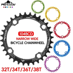 MOTSUV MTB Road Bicycle Chainring 104BCD Star Ring Light Round  oval Width and Narrow Ring Chain Accessories, 32T, 34T, 36T, 38T