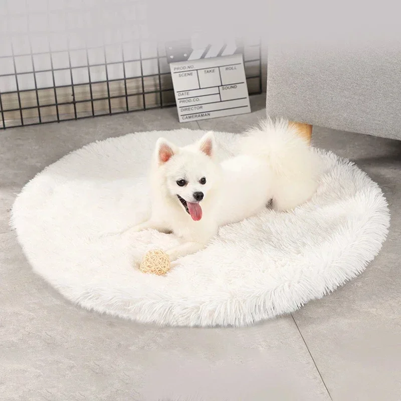 Plush Cat Bed Mats Round Pet Bed for Cats Small Dogs Soft Fleece Pet Sleeping Mat Kitten Puppy Nest Pet Cushion Cat Accessories