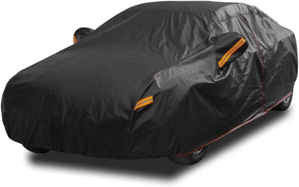 

6 Layer Heavy Duty Car Cover Waterproof All Weather Protection with Cotton Liner, Universal Fit for Sedans