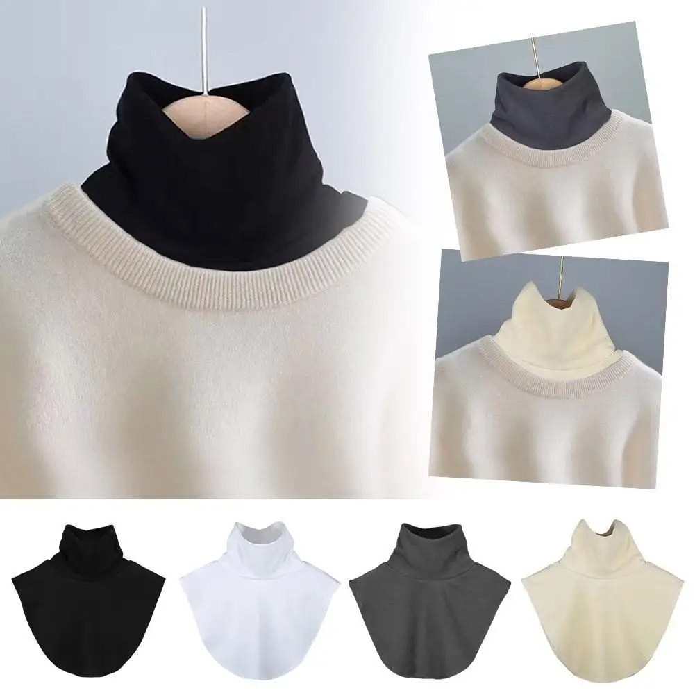 Winter Modal High Nack Fake Collar Women Solid Color Solid Color Fashion Warm Detachable Collar Elastic Jersey Turtleneck