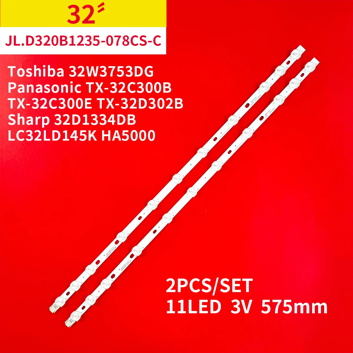 Светодиодная лента для подсветки Toshiba 32W3753DG, 2 шт./1 комплект for Toshiba 32W3753DG Panasonic TX-32C300B TX-32C300E TX-32D302B Sharp 32D1334DB LC32LD145K HA5000