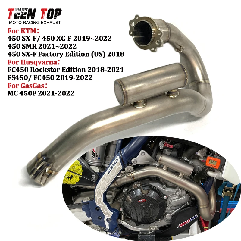 

Полная выхлопная система для мотокросса для KTM 450XC-F 450SX-F 450SMR, локоть глушителя передней трубы 2019-2022, внедорожный велосипед Silencieux