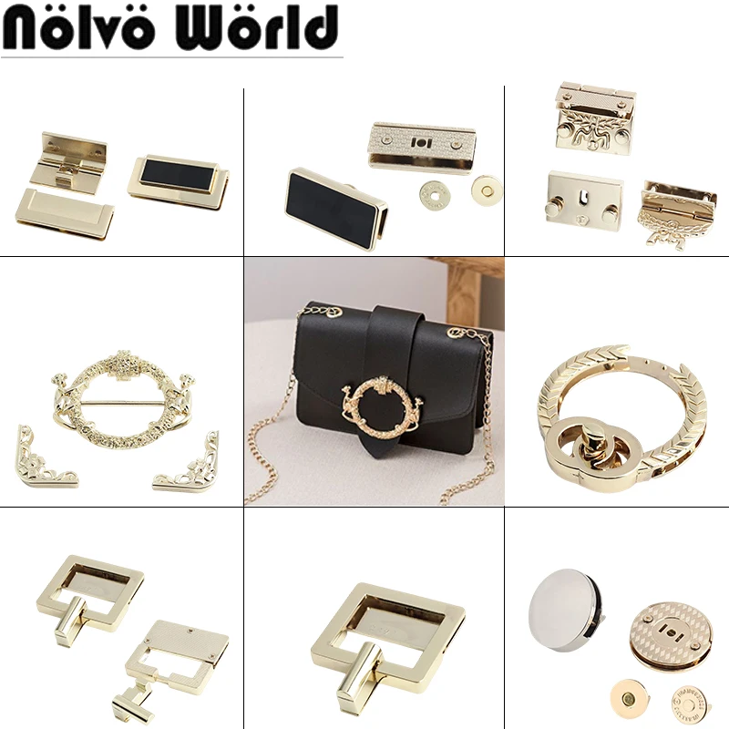 Rectangular Metal Magnetic Button Locks For Women Bag Handbag Shoulder Purse Luggage Press Push Lock Buckle Hardware Accessories