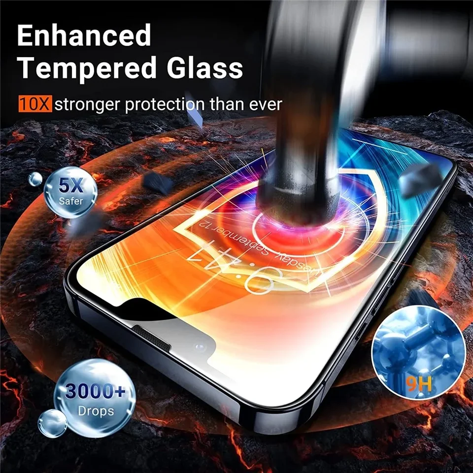 1-5 piezas de vidrio templado para iPhone 17 16 15 14 13 12 11 Pro Max X XR 12 Mini 13 Mini 8 7 6 14 Plus SE X XS XR, protector de pantalla de vidrio 3