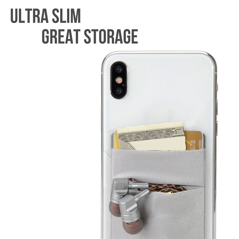 2 шт., чехол-кошелек для телефона, модный эластичный тканевый держатель для карт сотового телефона, держатель для кредитных карт, клейкая наклейка, карманная сумка для денег