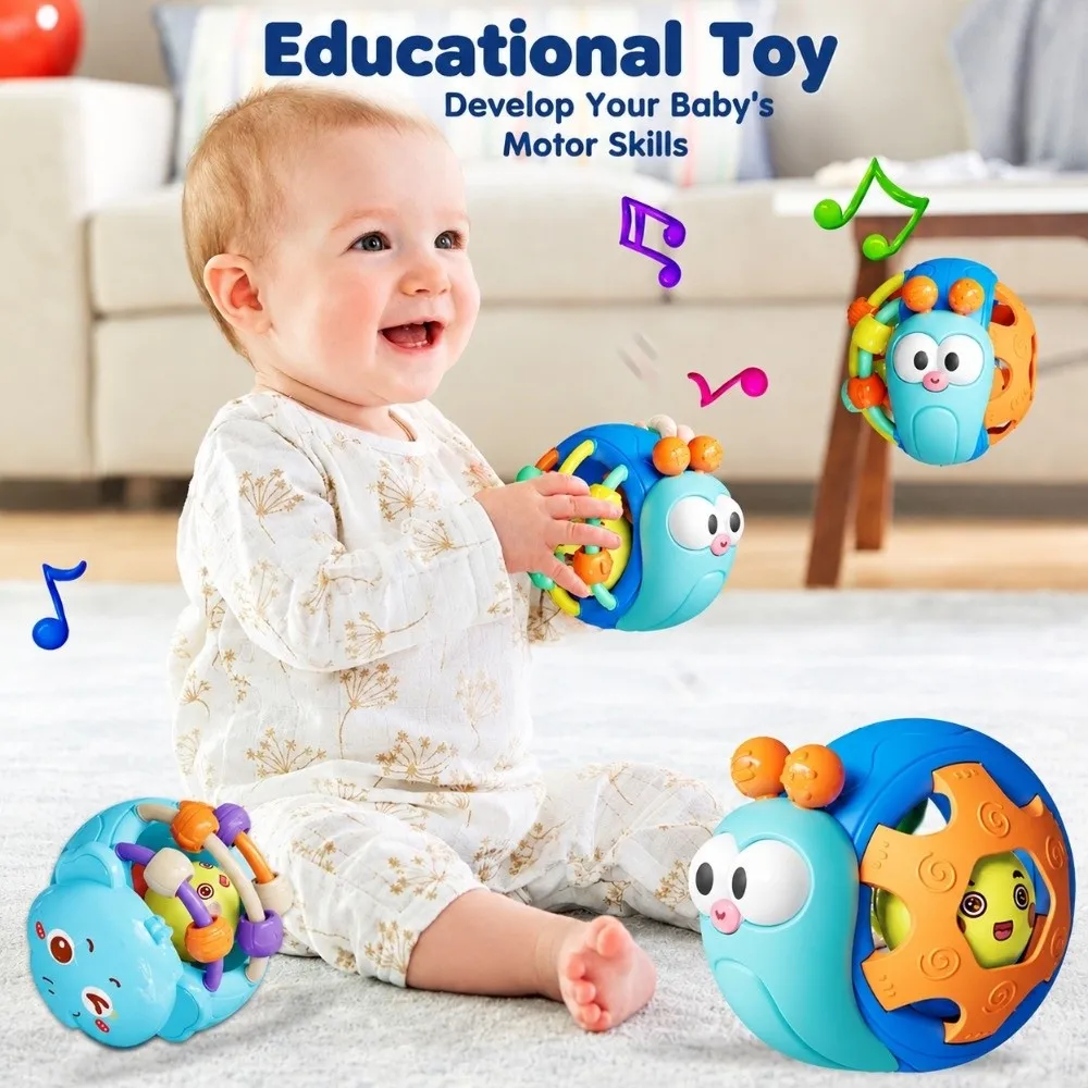 New Soft Rattle Ball Hand-Held Snail Elephant Crawling Touch Sensory Montessori Hand Grasp Ball Christmas Gift