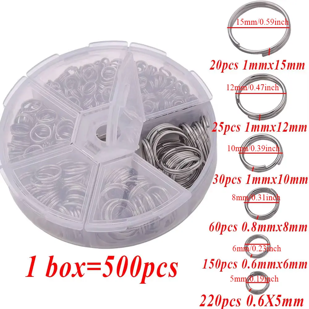 1 Box Schlüsselanhänger aus Edelstahl, doppelter Schlüsselring, Kreis-Schlüsselverbinder für Schmuckherstellung, DIY-Armband- und Halskettenzubehör