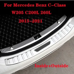 Car Stainless Rear Bumper Protector Trunk Door Plate Cover Trim For Mercedes Benz C-Class W205 C200L 260L 2015-2021