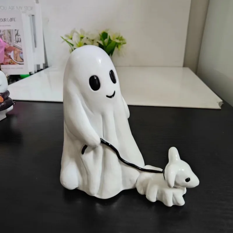 Halloween Decoration Ghost Walking Dog Statue Interesting Resin Ornaments Creative Home Decoration Brithday Christmas Gifts