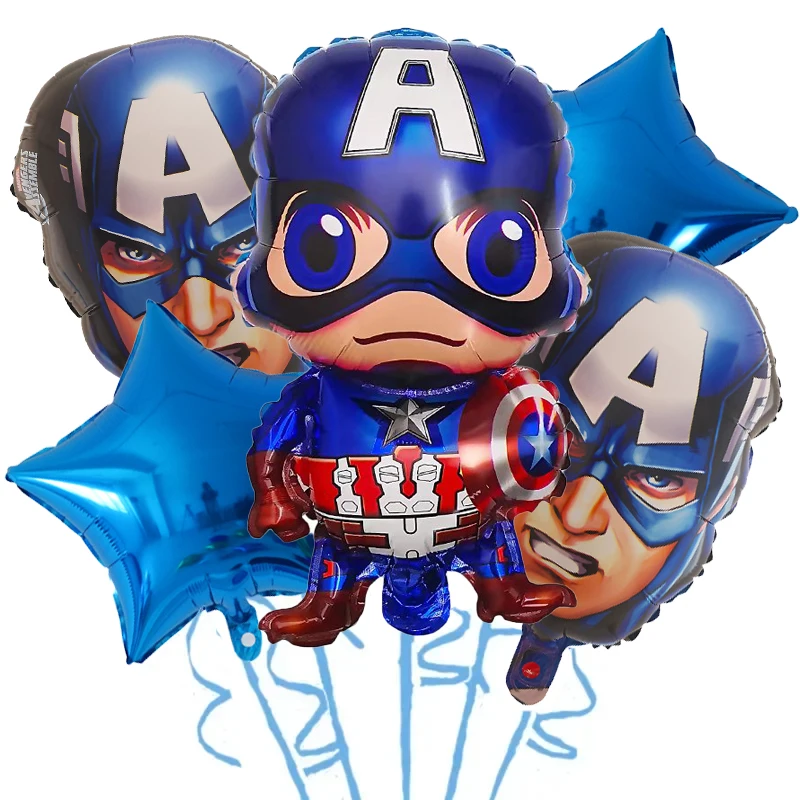 مجموعة بالونات فويل المنتقمون للأطفال ، الرجل الحديدي ، كابتن أمريكا ، الرجل العنكبوت ، الهيكل ، لوازم ديكورية ، حفلة عيد ميلاد ، 5 * #3