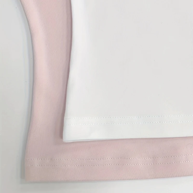 2 قطعة مجموعة مطوي غير المتماثلة المحاصيل الأعلى امرأة تي شيرت حمالة أعلى الإناث أكمام مثير قمم المرأة القماش أزياء الشارع الشهير #5