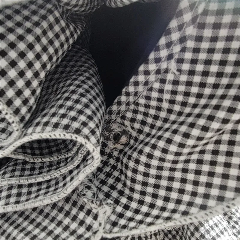 Estilo europeu e americano personalizado denim emenda pequeno xadrez shorts removíveis, shorts jeans de cintura alta para mulheres meninas