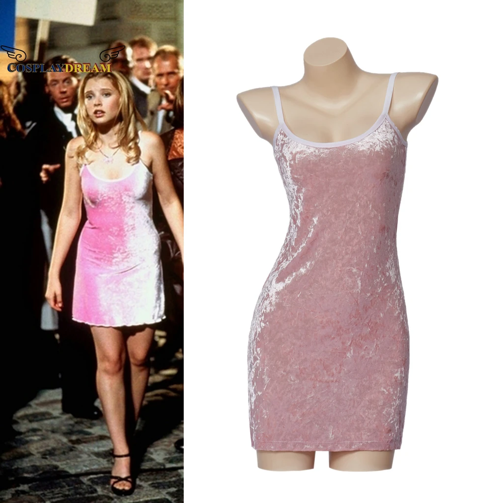 Movie My Date with The Presidents Daughter Hallie Cosplay Costume Elisabeth Harnois Pink Velvet Dress Sexy Sleeveless Mini Dress