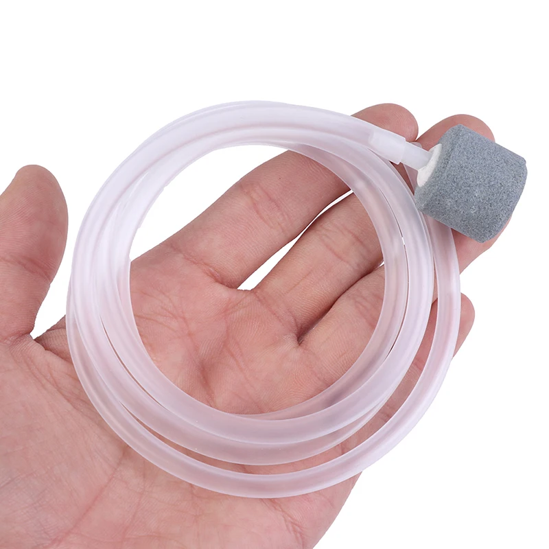 New 2Pcs Aquarium Accessories Air Bubble Stone + Soft Tube Hose for Air Pump Compressor