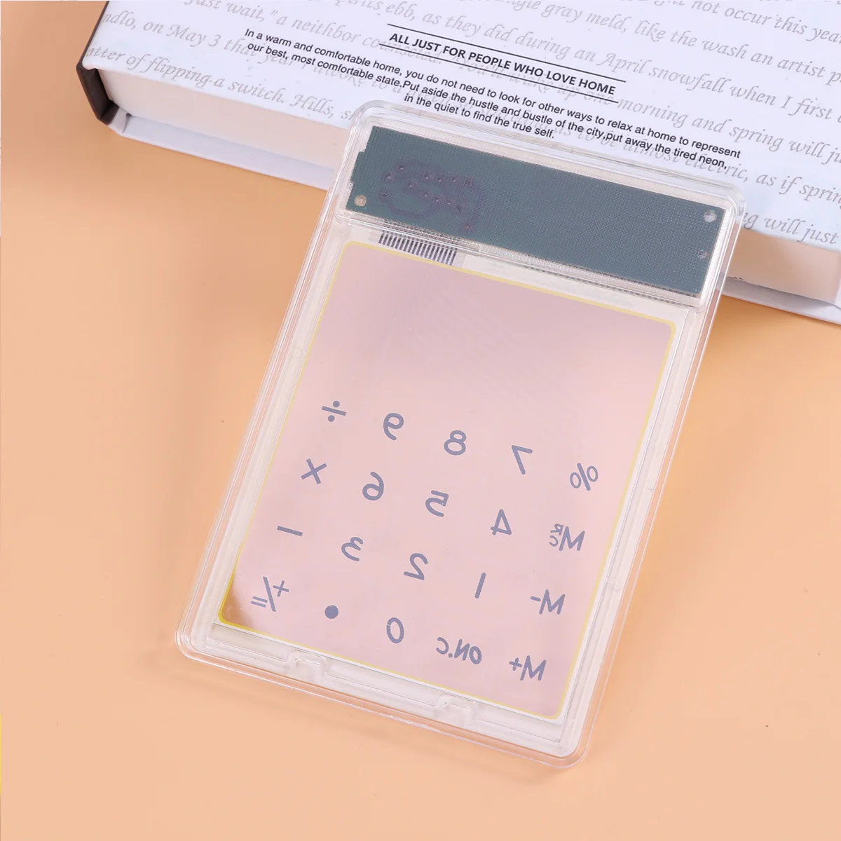 

Solar Calculator Transparent Touch Panel 8- LCD Screen Yellow Compact Portable Office Supplies Desk Calculator
