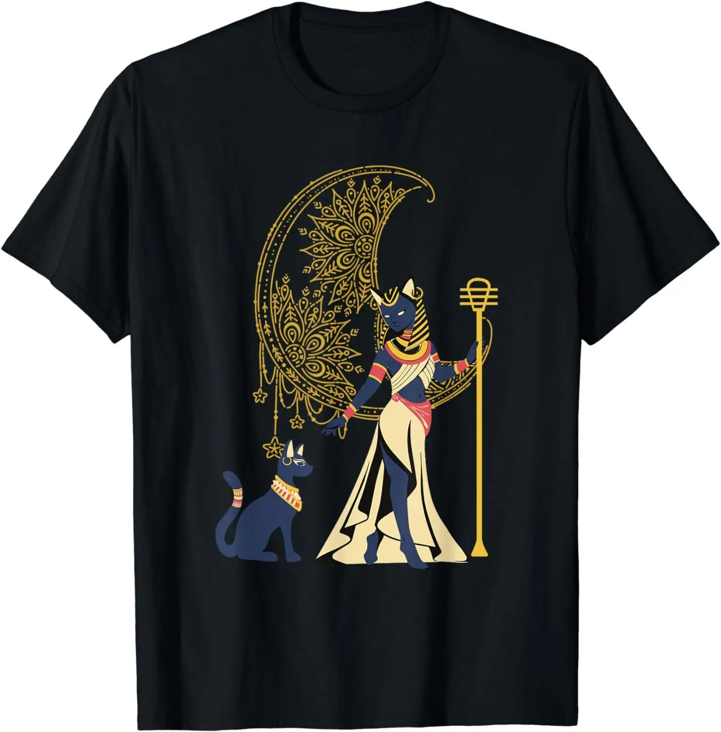 NEW LIMITED Ancient Egyptian Cat Goddess Bastet Egypt Crescent Moon T-Shirt