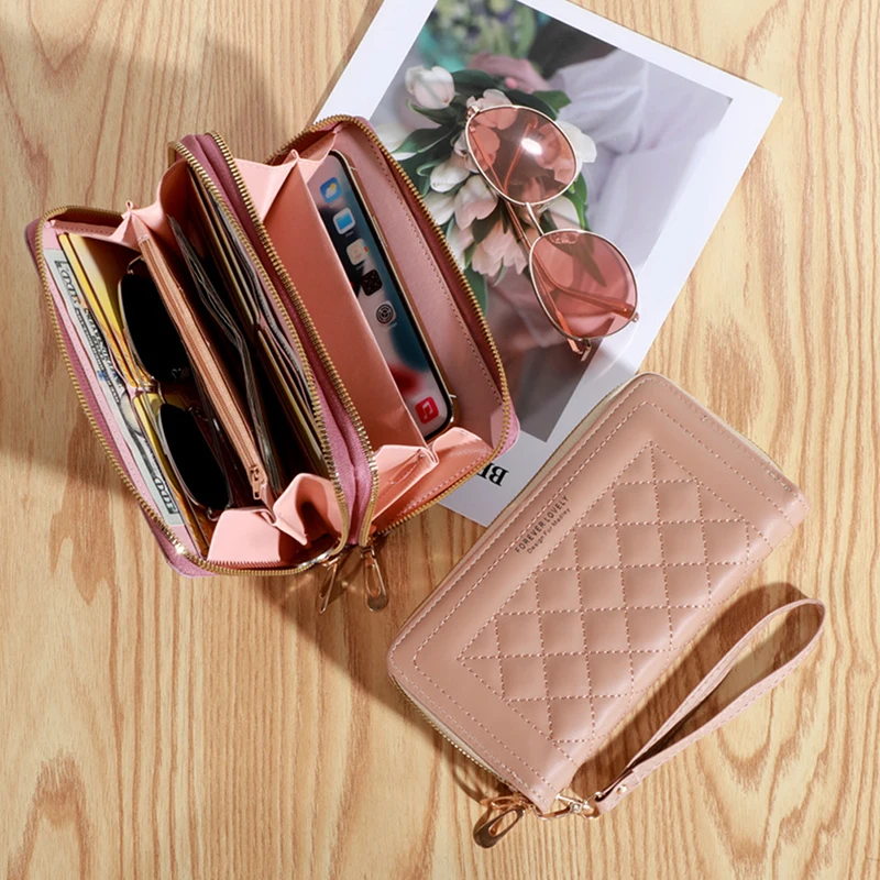 Women's Wallet New Long Leisure Mobile Phone Bag Double Zipper Wallet Large Capacity Card Holders