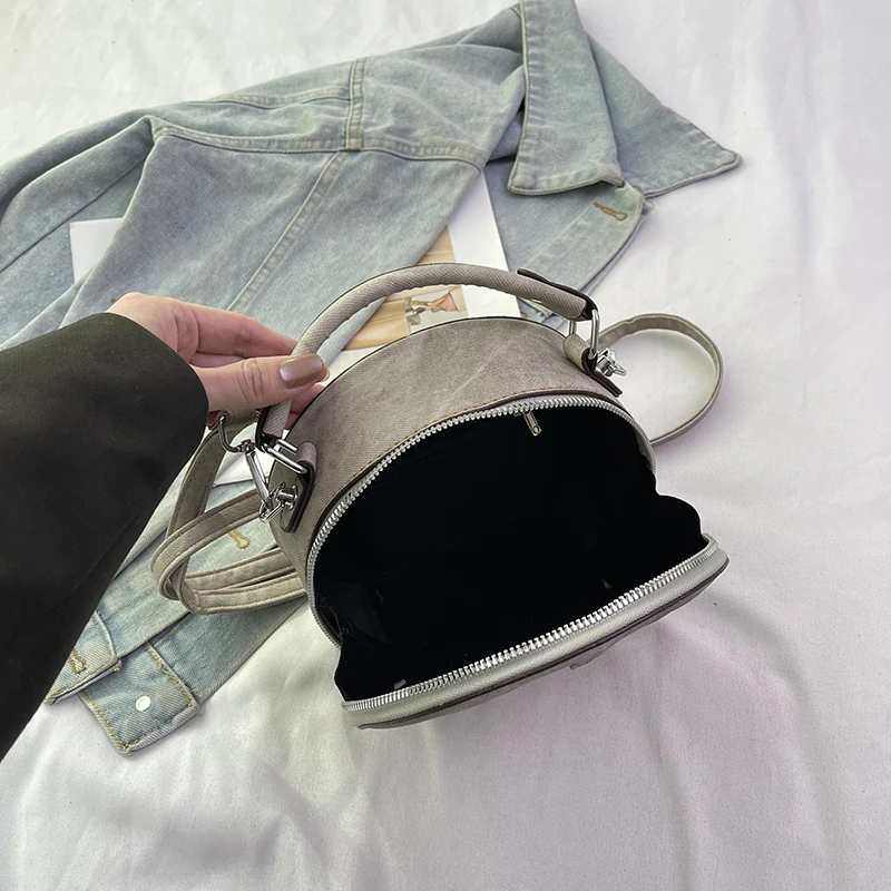 Runde Handtasche Retro Shoudler Taschen für Frauen 2024 Mini kleine Umhängetasche klassische Pu Griff Geldbörse Bolasas runde Einkaufstasche – Detail 30