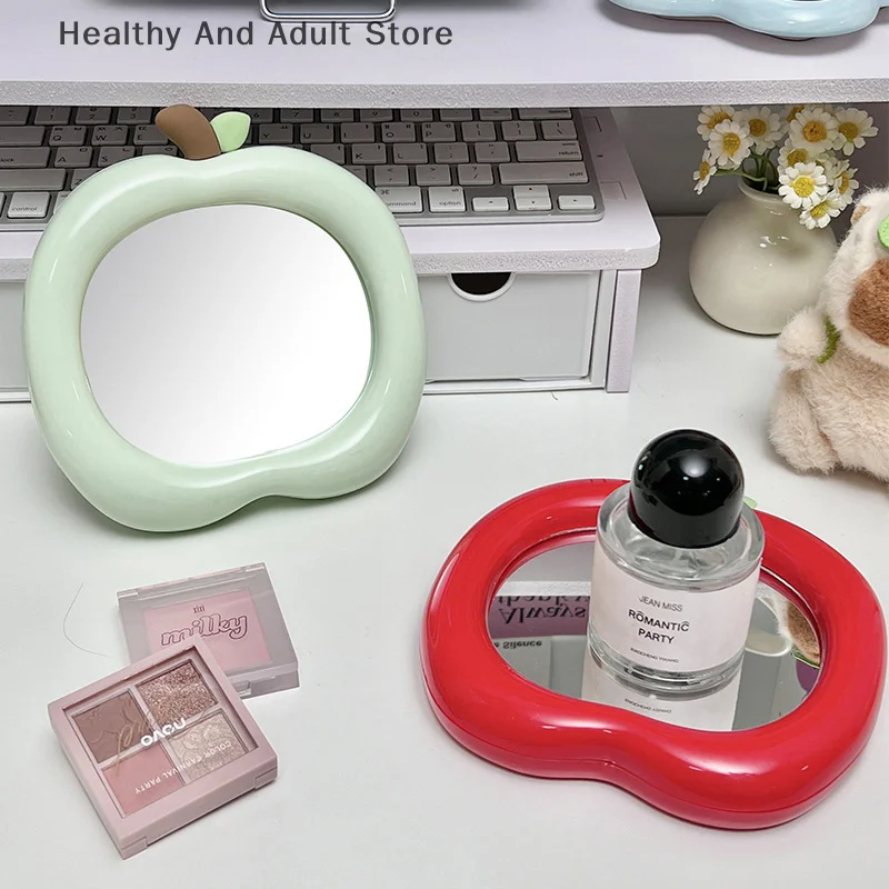 Ins Decorative Mirror Apple Shape Makeup Mirror Desktop Cosmetic Mirrors For Bedroom Dormitory Desk Accessories Home Decor