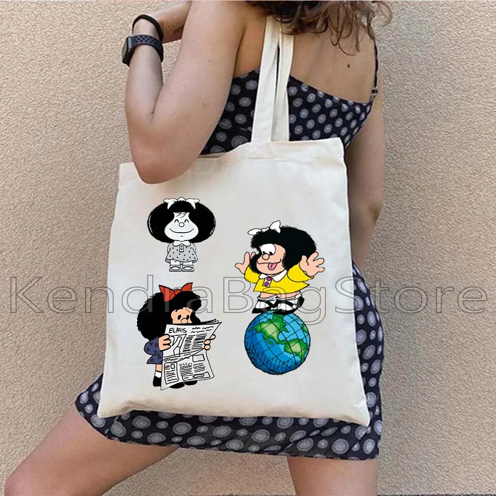 Funny Mafalda Quino Comics Coffee Quotes Spanish Christmas Cute Cartoon Girl Gifts Canvas Shoulder Tote Bag Harajuku Eco Handbag