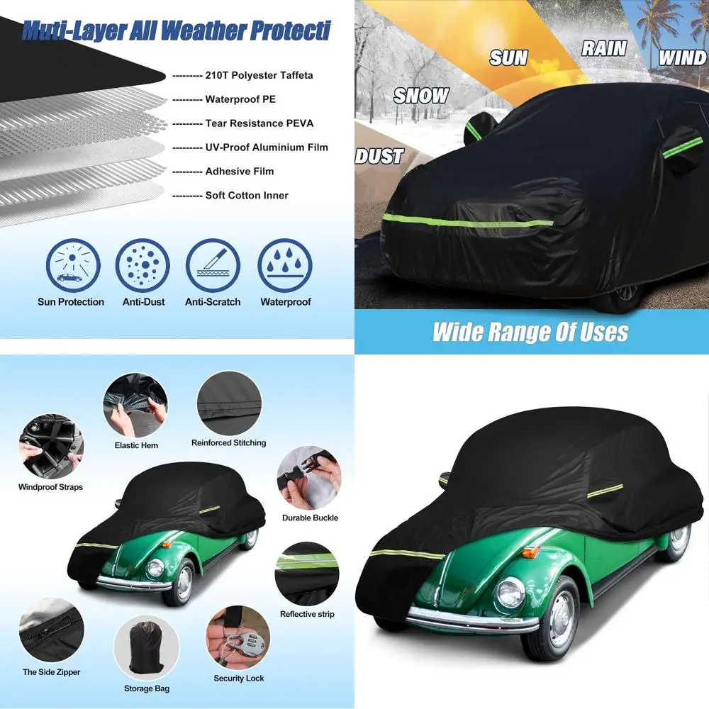 

Heavy-Duty 210T Waterproof Cover for 1960-1980 Volkswagen Beetle 2-Door Sedan (Black) - Outdoor Protection