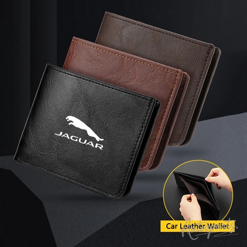 Leather Moto Car Driver License Bag Credit Card Document Wallet For Jaguar XF XJ XE XK S-Type F-Type X-Type F-Pace I-Pace E-Pace view 3