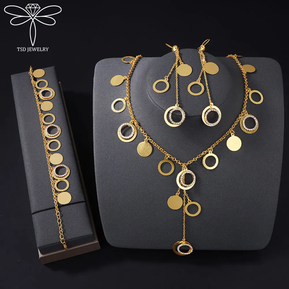 

Dubai Fashion Jewelry Set 21k Gold Plated Arabic Heart Waterdrop Necklace Bracelet Earrings Saudi Africa Women Wedding Jewelrys