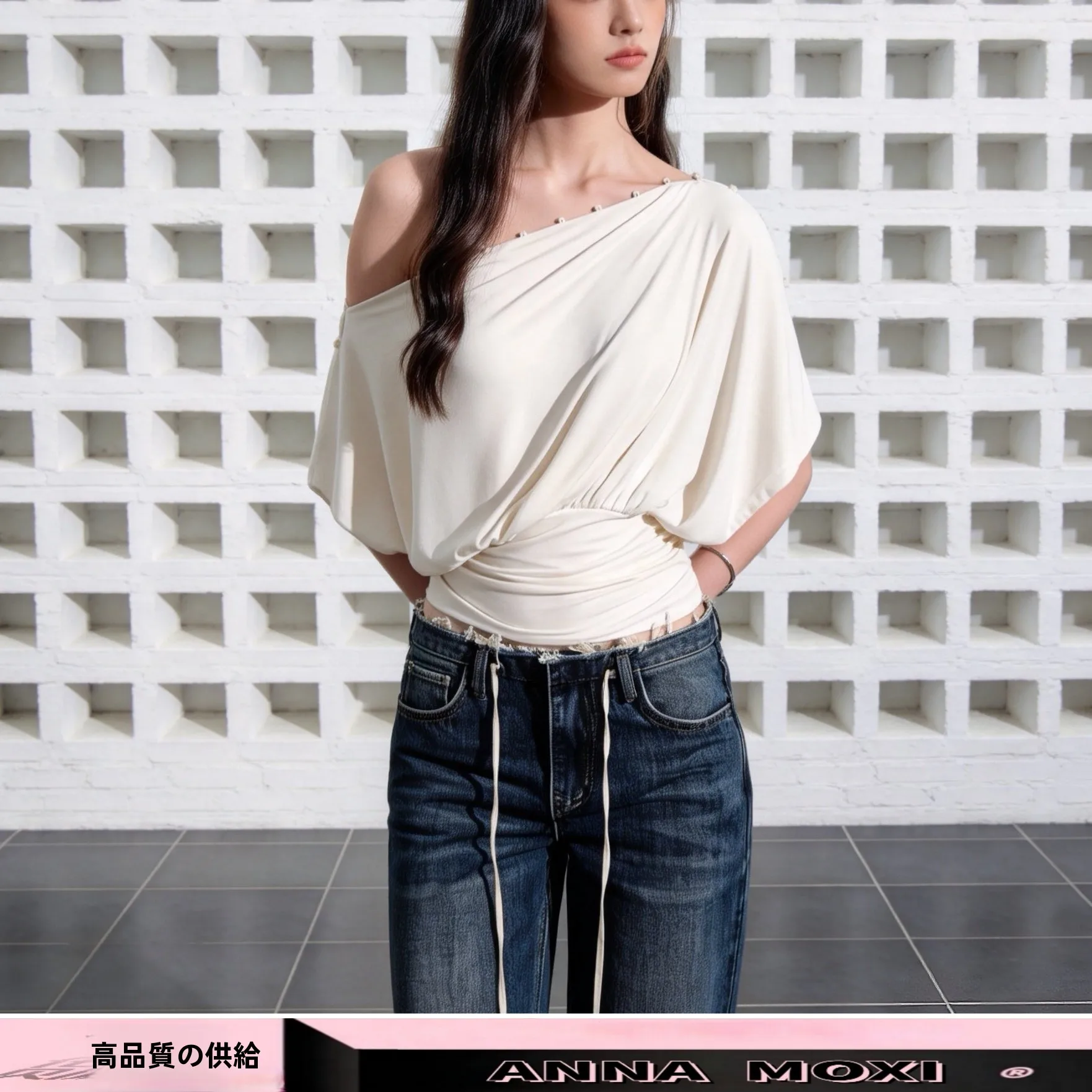 Women's Summer Casual Style Vest Top One-Shoulder Waist-Cinching Halter Neck T-Shirt Three-Ways Wear Polyester Short Sleeve