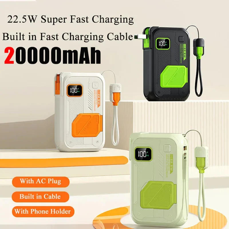 

20000mAh Wireless Magnetic Power Bank Portable 22.5W USB C Cable Fast Charging External Battery for iPhone 16 Pro Samsung Xiaomi