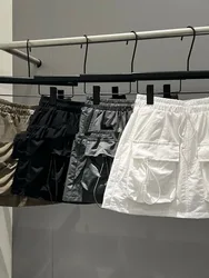 Retro Y2K Solid Cargos Skirts Vintage Streetwear Pockets Mini Summer Skirts Harajuku Cute Aesthetic Wommer Outfits