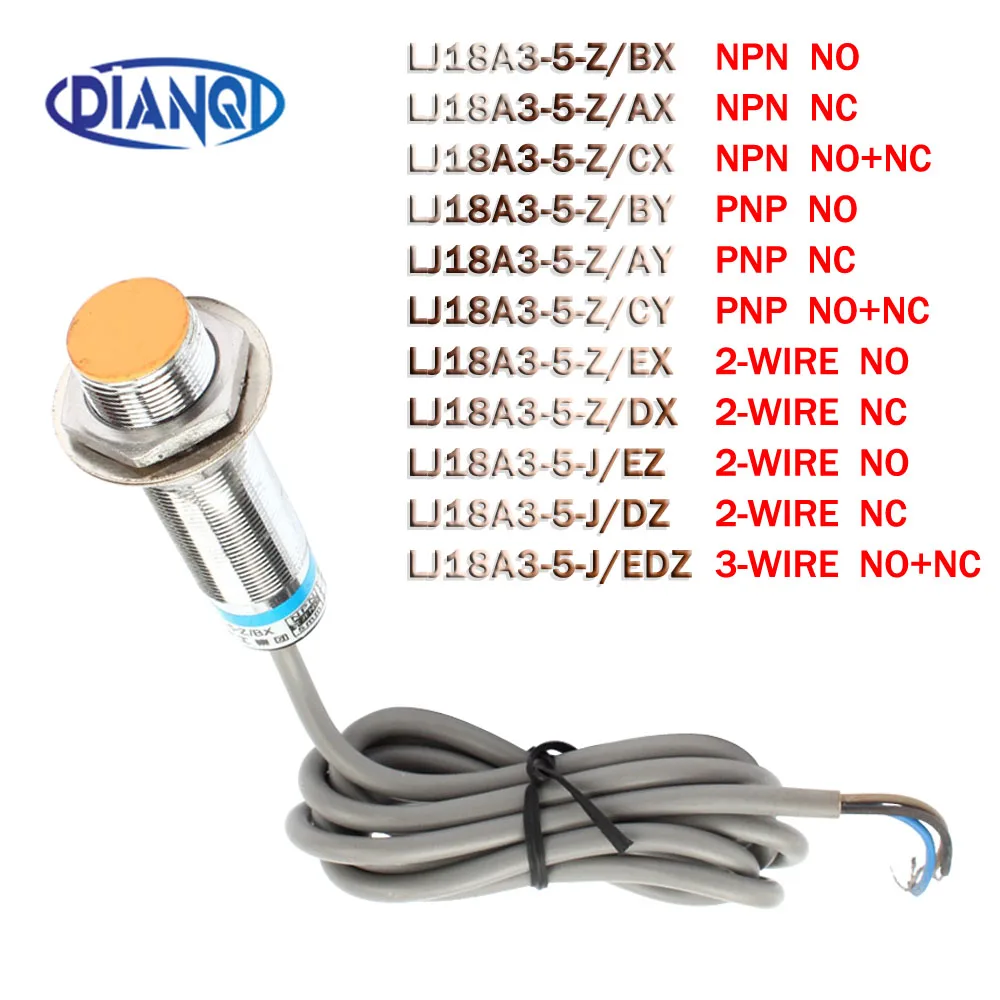 LJ18A3-5-Z/BX  LJ18A3-5-Z/AX/CX/BY/AY/CY/EX/DX NPN PNP NO NC New Inductive Proximity Sensor Detection Switch AC LJ18A3-5-J/EZ/DZ