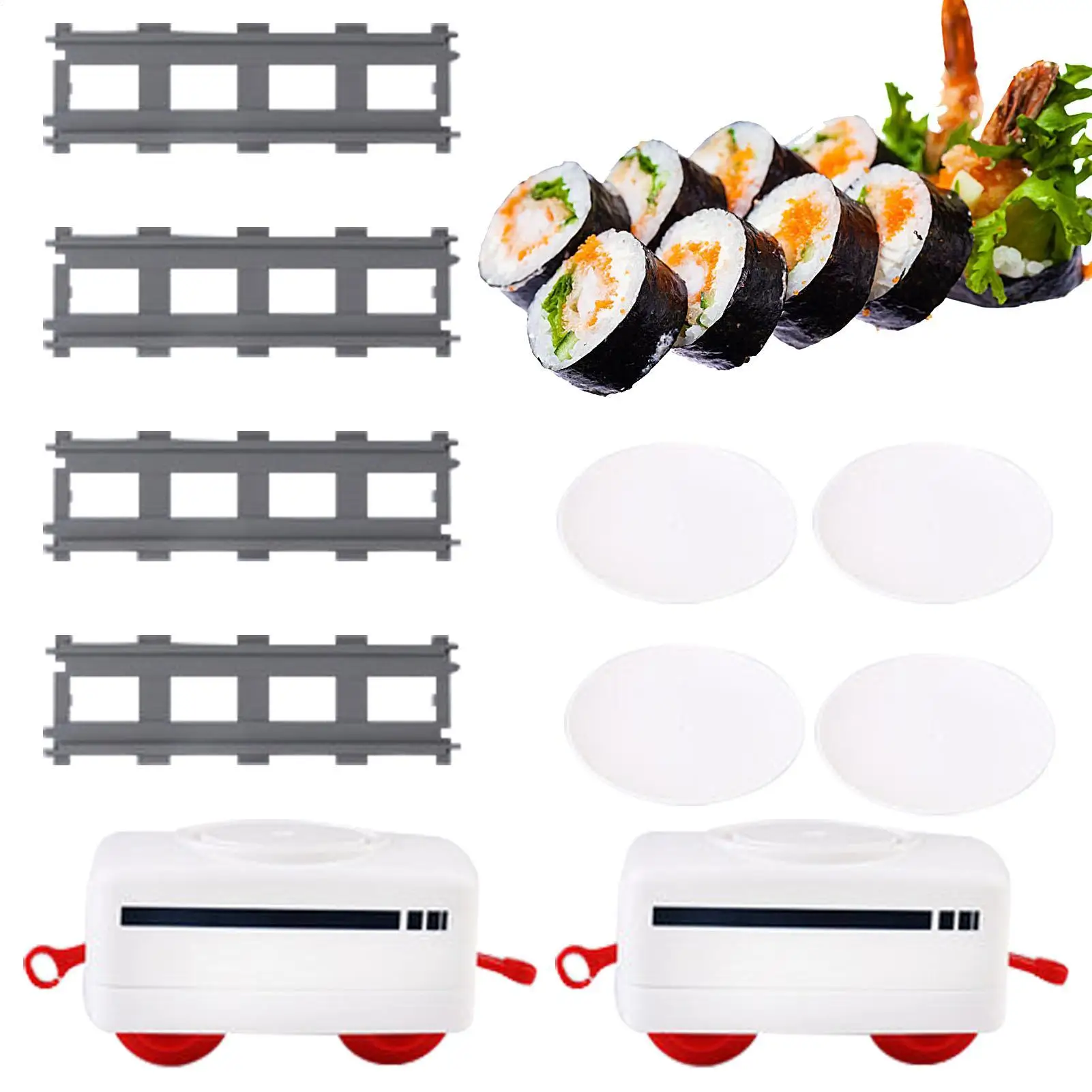 Sushi Train Toys Rotating Battery Operated Train Set Toddler Train Set for Party Sushi Display Table Swing Plate Montessori Toys