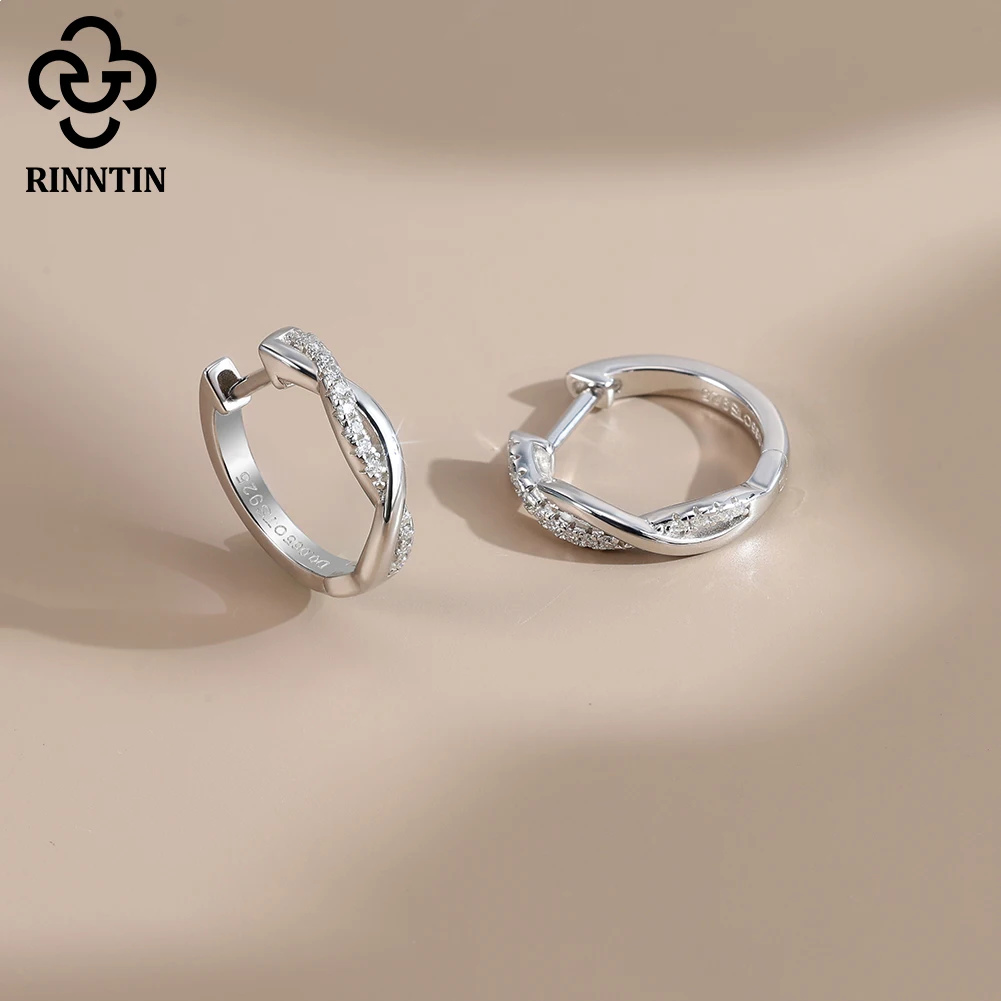 

Элегантные геометрические серьги Rinntin с муассанитом для женщин, из стерлингового серебра S925, с бриллиантовыми кругами, изысканные ювелирные изделия SMOE19