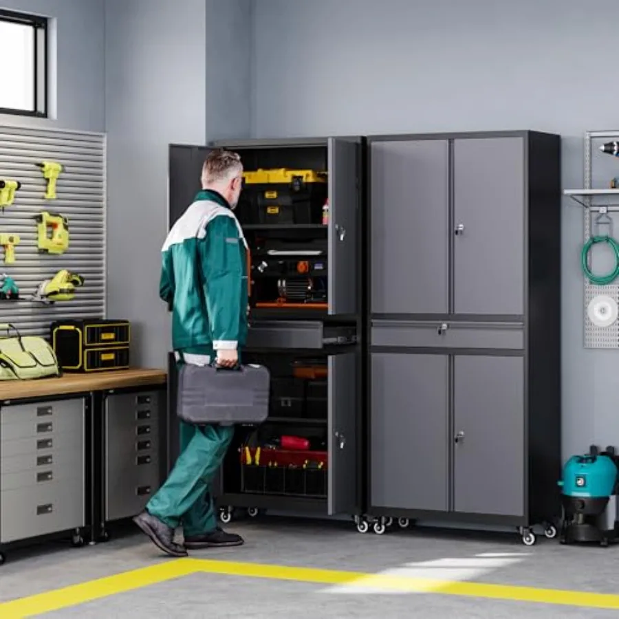 Metal Garage Storage Cabinet with Wheels, 72