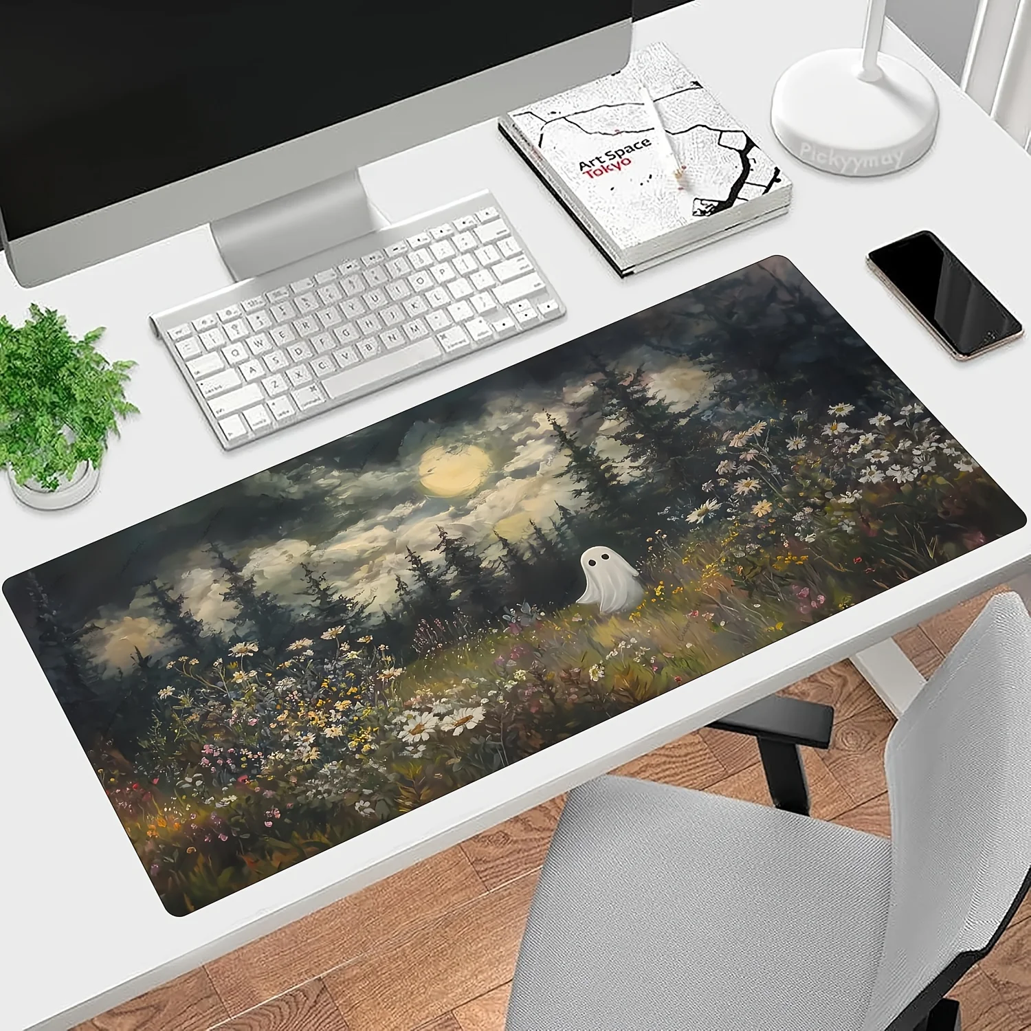 

Большой коврик для мыши в готическом стиле, 1 шт., ультрагладкий коврик для клавиатуры с изображением диких цветов, настольный коврик с прошитыми краями