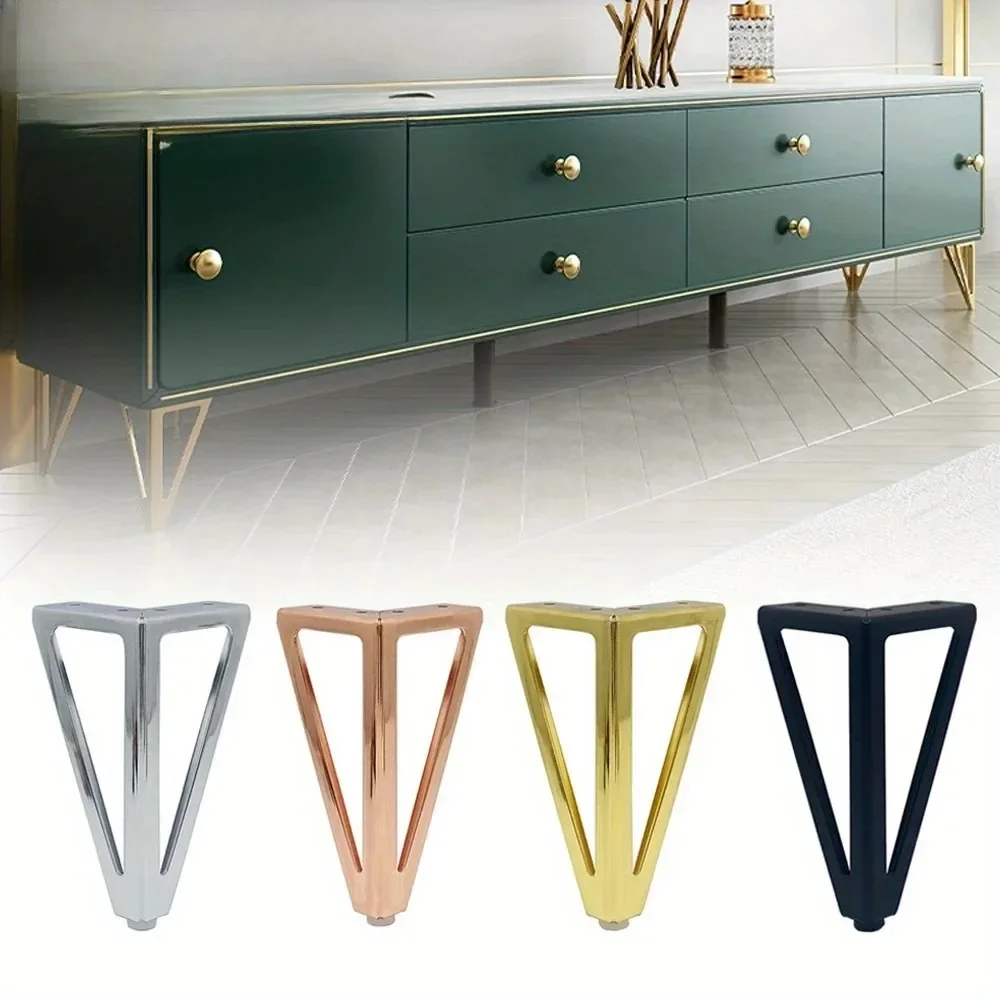 4pcs 15cm Metal Furniture Legs, Thickened Iron Sofa TV Cabinet Feet, Bathroom Cabinet Bed Coffee Table Replacement