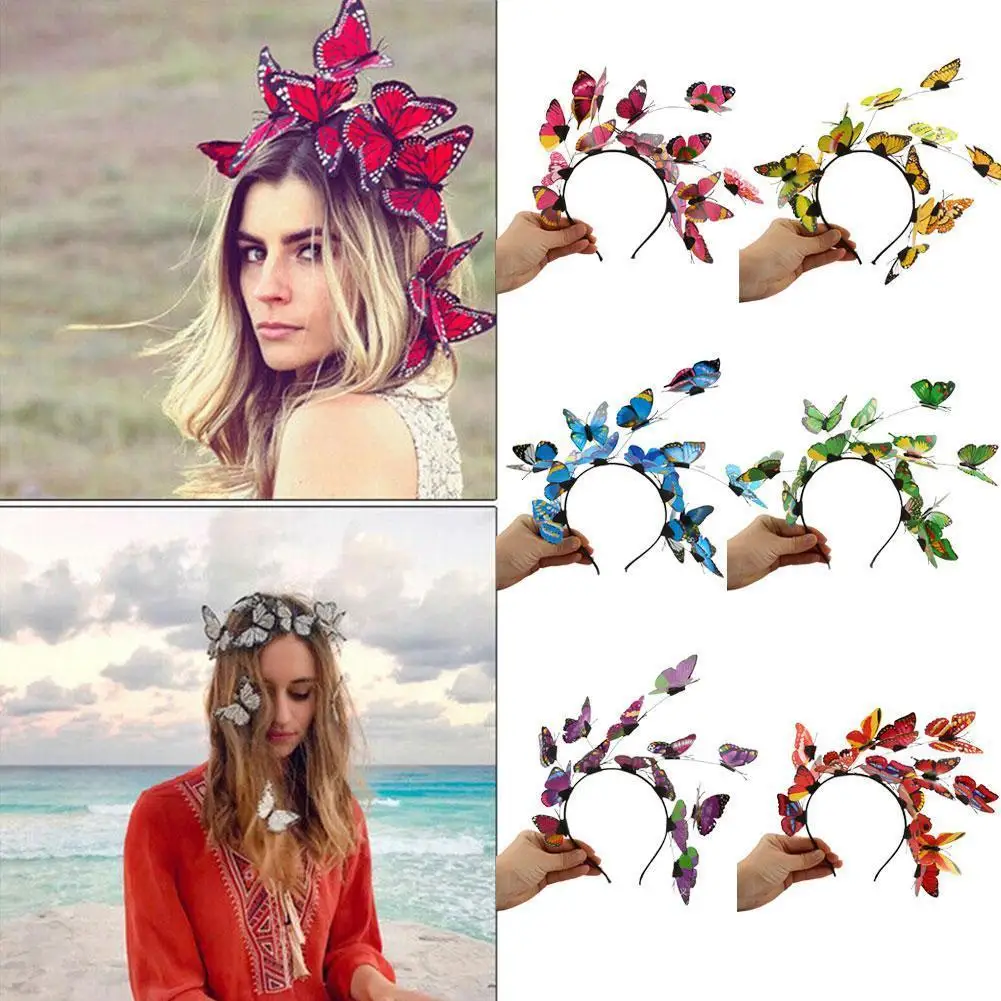 Diademas de mariposa para mujeres y niñas, diadema de mariposa colorida, Aro para el pelo, tocado de Boda nupcial, accesorios para fotos, 2023