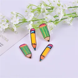 10pcs/pack School Pencil Stationery Acrylic Charms Pendant for Earring Necklace Jewelry Making Craft DIY