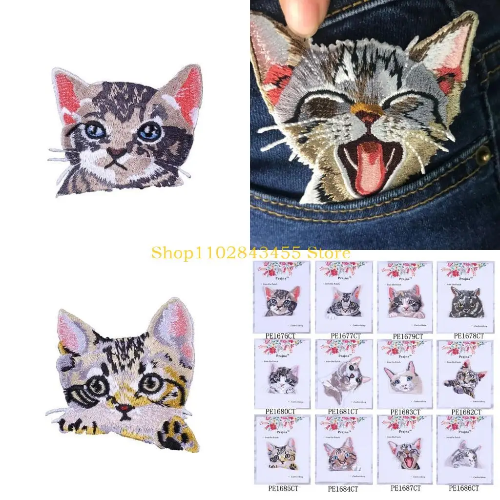 

49MC Stylish Cats Embroidery Patches Unique Stylish Handmade Apparels Patches for Apparels Customization