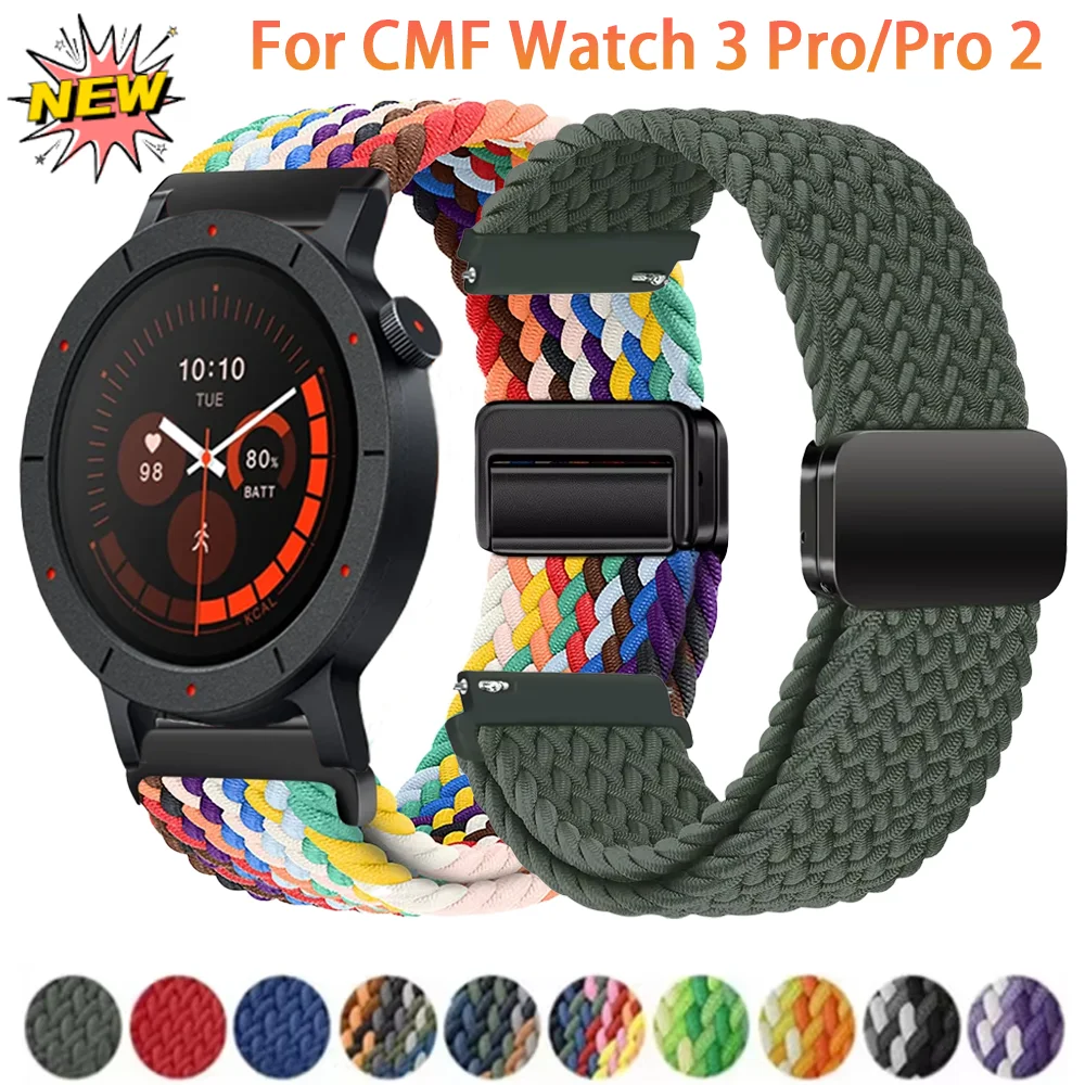 22mm Nylon Band for Nothing CMF Watch 3 Pro Magnetic Strap Breathable Bracelet for Nothing CMF Watch Pro 2 1 Replaceable Correa
