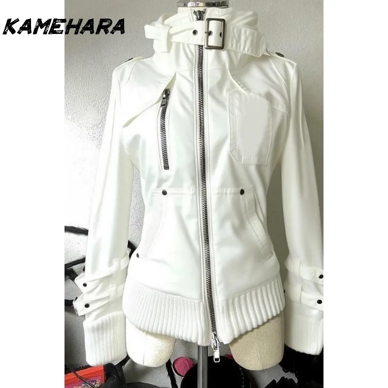 سترة دراجة نارية ذات ياقة واقفة من American Retro Trend، تصميم فريد من نوعه للنساء، سترة ملابس العمل #1