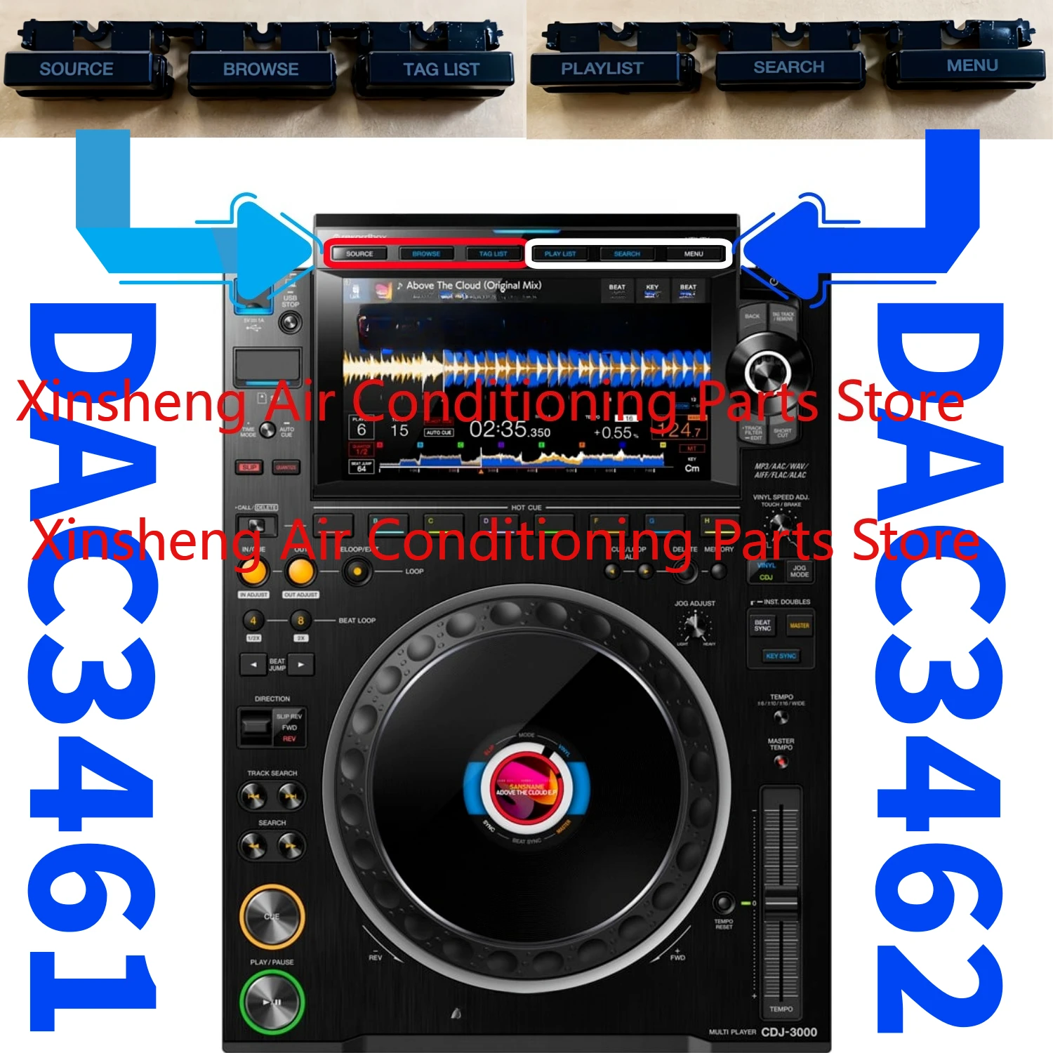 Suitable for use with the Pioneer CDJ3000 XDJRX3 external components plastic key DAC3461 DAC3462 above the display