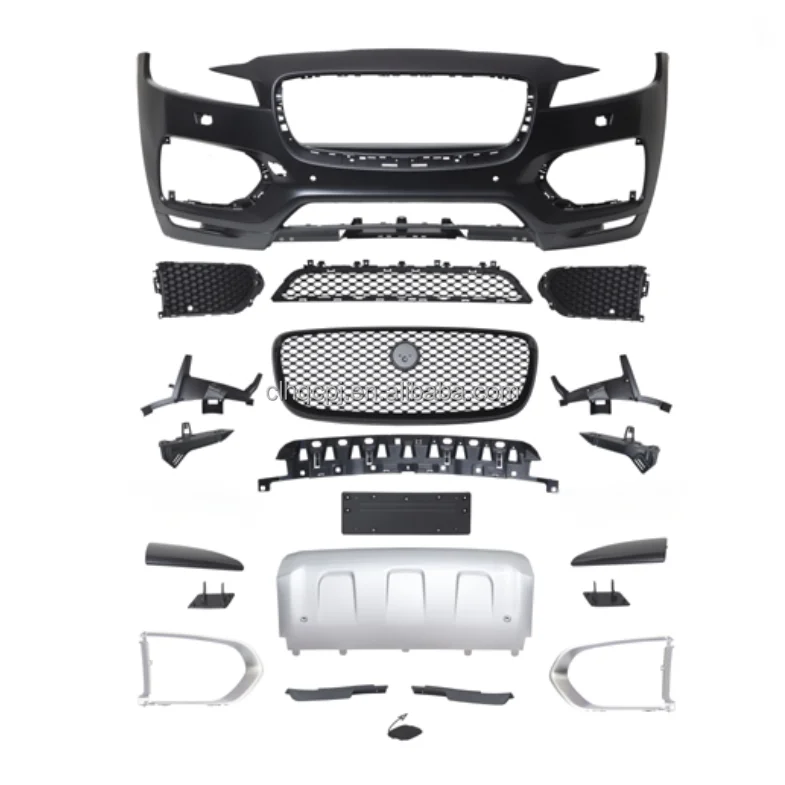 

For Jaguar F-PACE 2016-2020 Base or Sport Upgrade to Limited Edition Low to High Front Bumper Completely Silver Black Body Kit