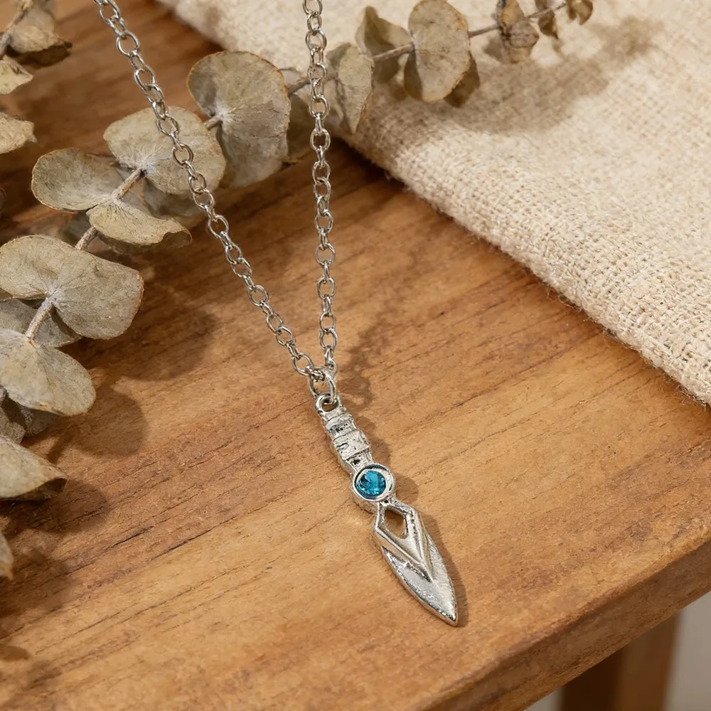 Unisex Valorant Blade Storm Knife Necklace - Sparkling Blue Rhinestones Pendant Cosplay Jewelry Accessory Game Themed Gift