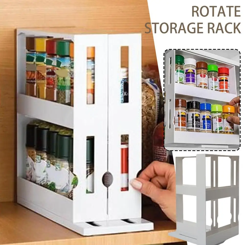 

Rotatable Kitchen Spice Storage Rack High Capacity Countertop Sorting Practical Rack Organize Stablize Debris O1I5