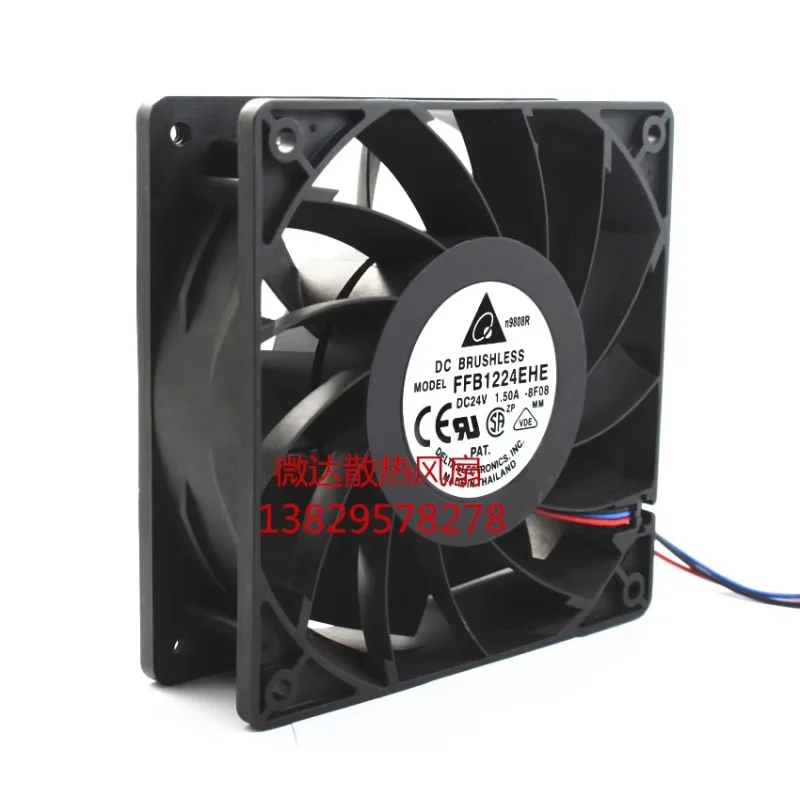 Delta Electronics FFB1224EHE 8F08 DC 24V 1.50A 120x120x38mm 3-Wire Server Cooling Fan