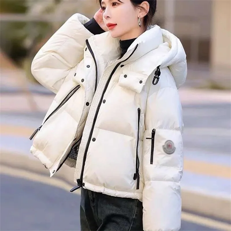 Y2K Autumn Winter Short Down Cotton Jacket 2025New Hooded Loose Women's Clothes Outeawer Solid Color Fashion Thicken Female Coat