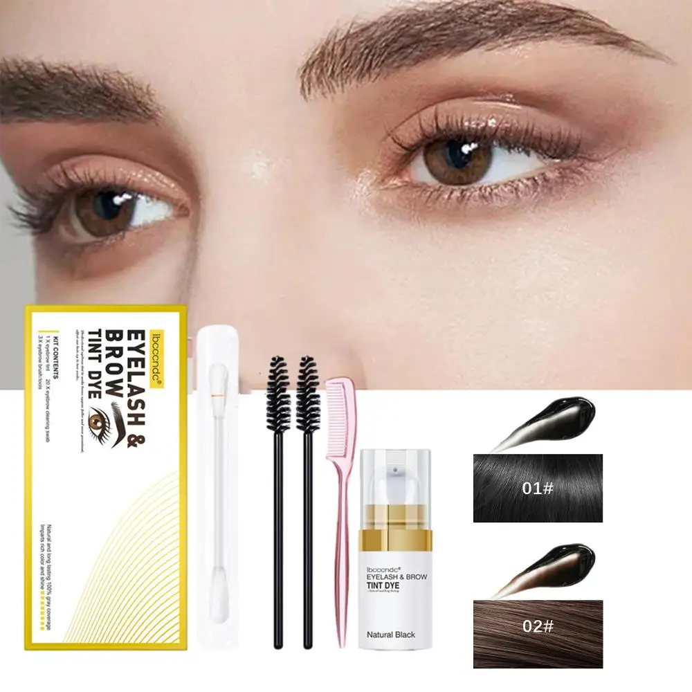 Ibcccndc Wenkbrauwwimpers Kleurstof Crème Kit Draagbare Oog Mascara Tint Borstel Compleet Waterdichte Langdurige Haarkleur Kleurstof Ti